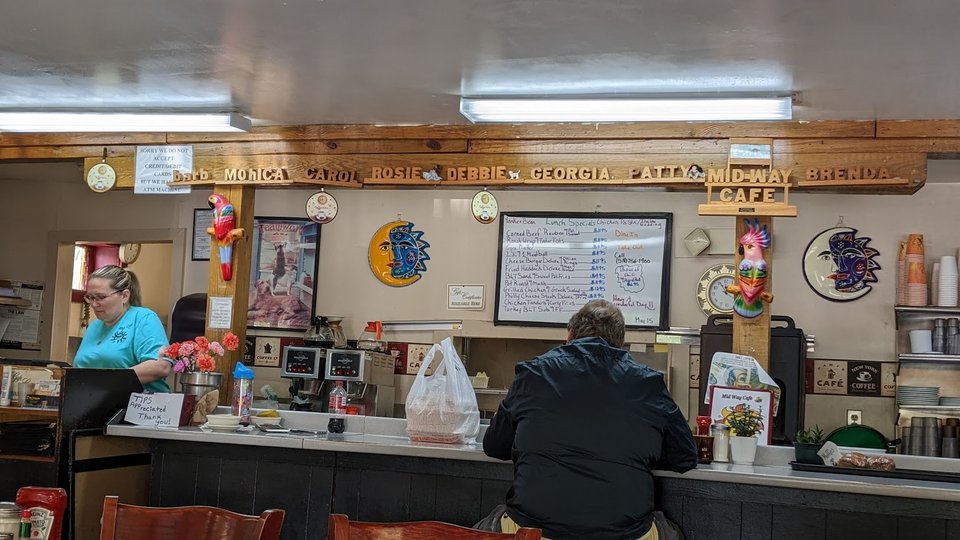 Comfort food diner interior in Selkirk.